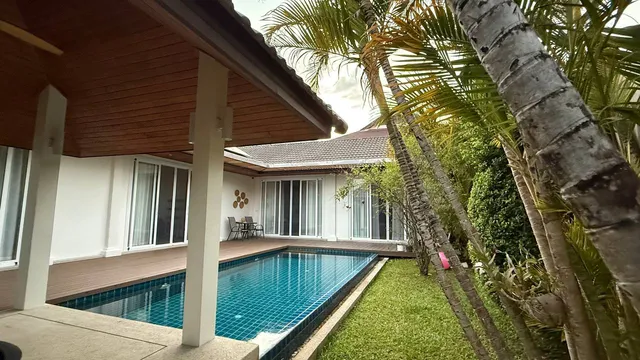 The pool and the covered terrace